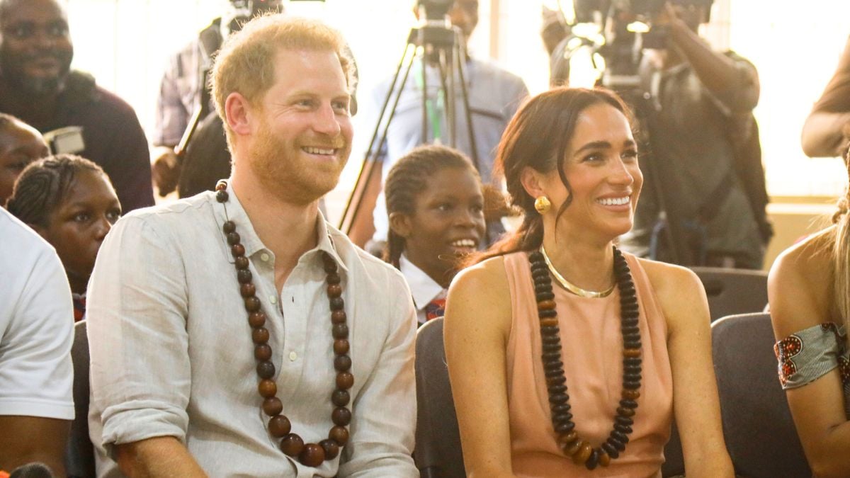 Prince Harry, Duke of Sussex and Meghan, Duchess of Sussex visit Lightway Academy on May 10, 2024 in Abuja, Nigeria.