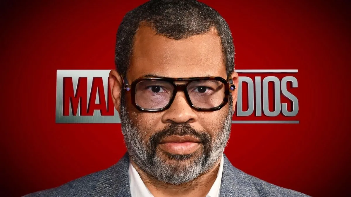 Jordan Peele attends the UK Special Screening of "Monkey Man" at Picturehouse Central on March 25, 2024 in London, England/Marvel Studios logo