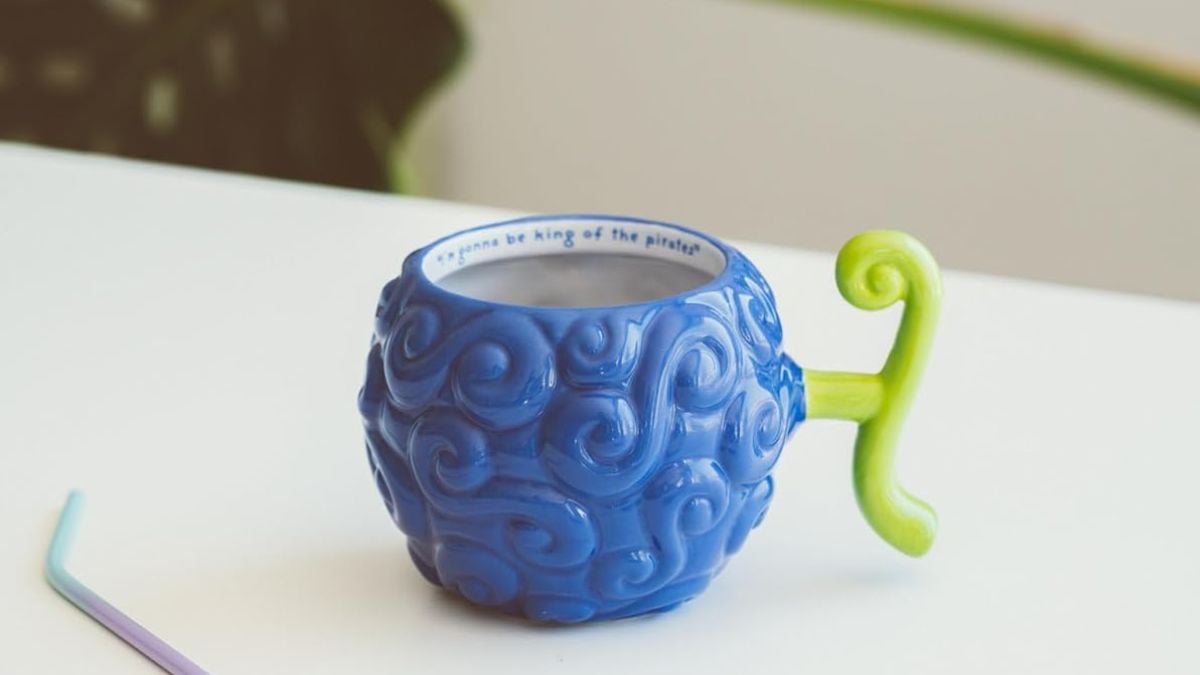 One Piece mug in the shape of a blue devil fruit