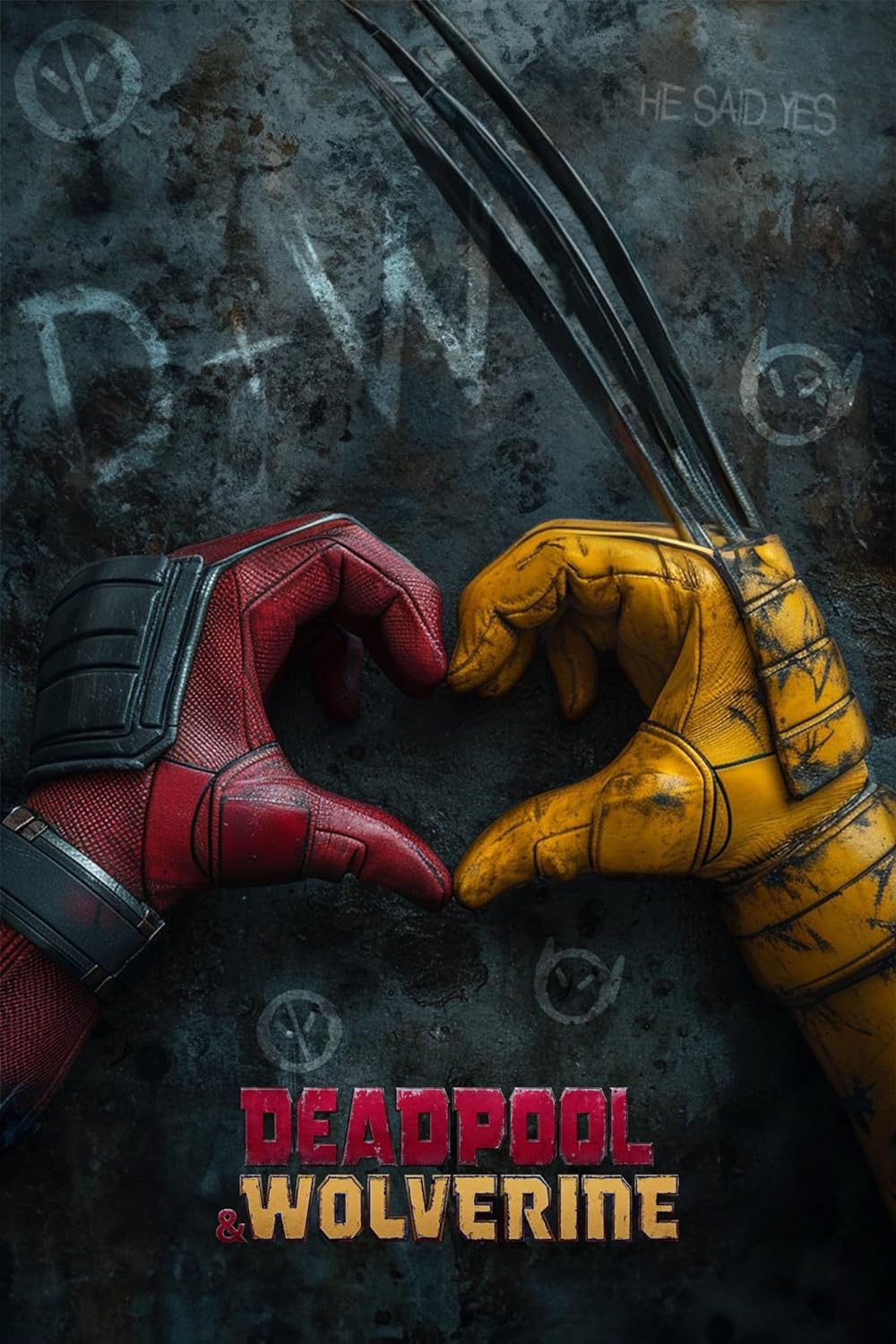 Deadpool and Wolverine heart-shaped poster.
