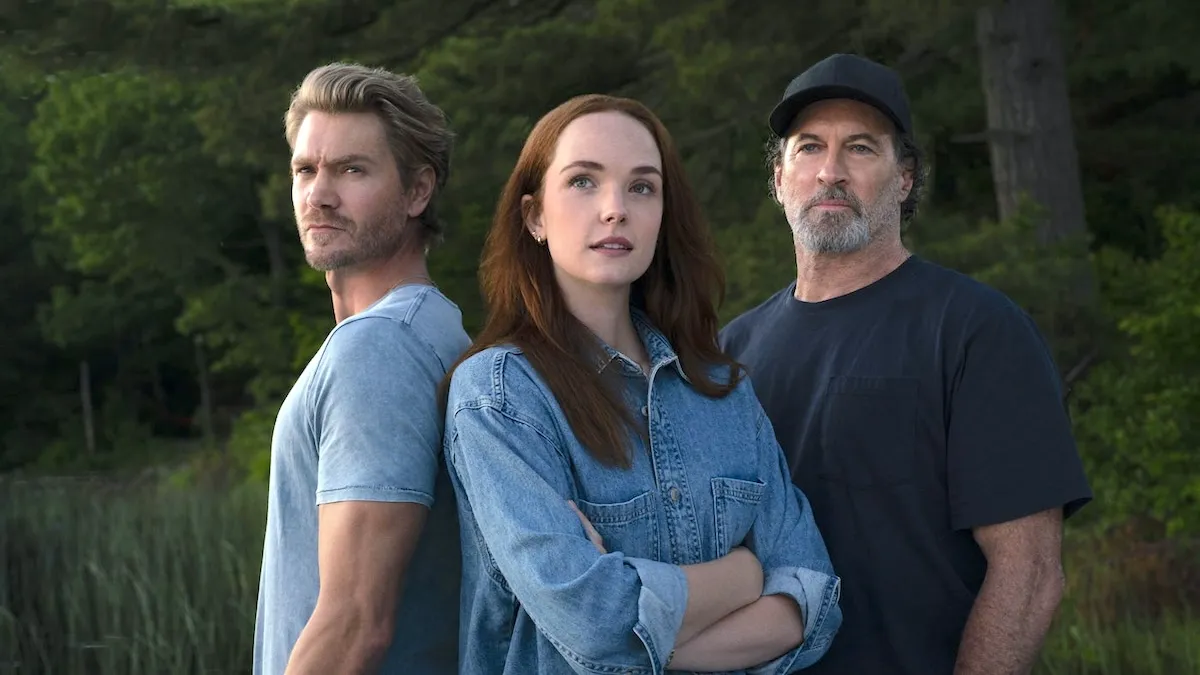 Chad Michael Murray, Morgan Kohan, and Scott Patterson in a promo photo for Sullivan's Crossing on The CW