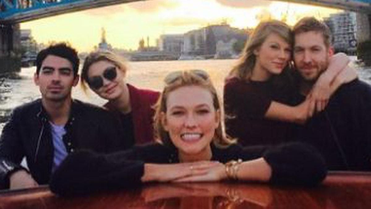 Taylor Swift with Calvin Harris, Gigi Hadid, Joe Jonas, and Karlie Kloss