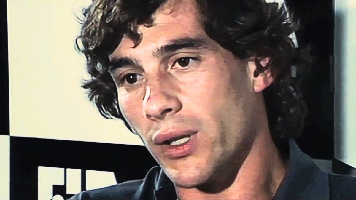 Screengrab of archive footage of Ayrton Senna in the 2010 documentary 'Senna.'