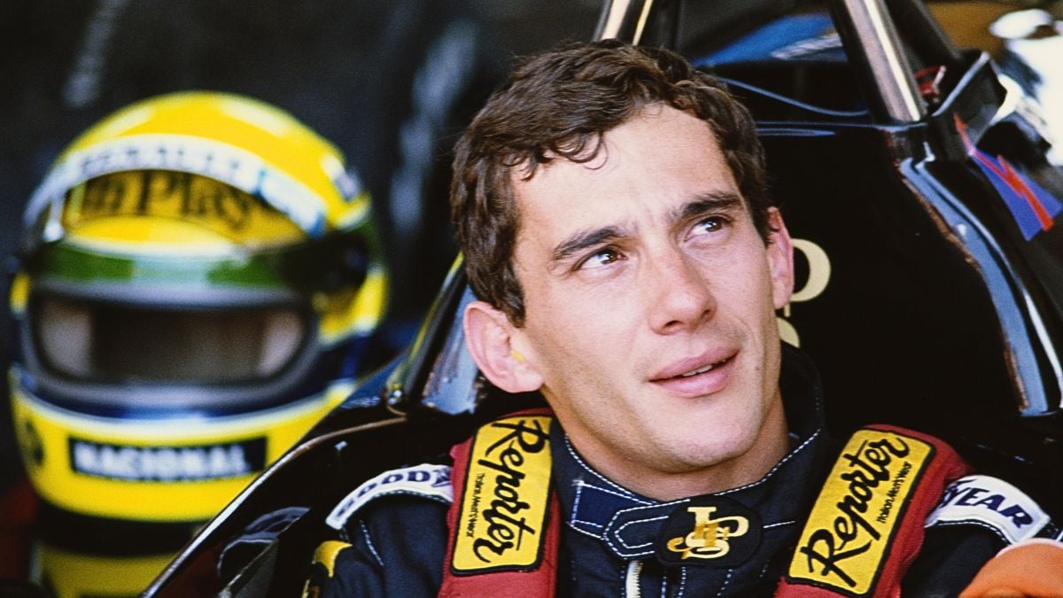 Ayrton Senna of Brazil and driver of the #12 John Player Special Team Lotus Lotus 98T Renault EF15 V6t turbo during practice for the Brazilian Grand Prix on 22nd March 1986 at the Autodromo Internacional Nelson Piquet Jacarepagua circuit near Rio de Janeiro, Brazil.