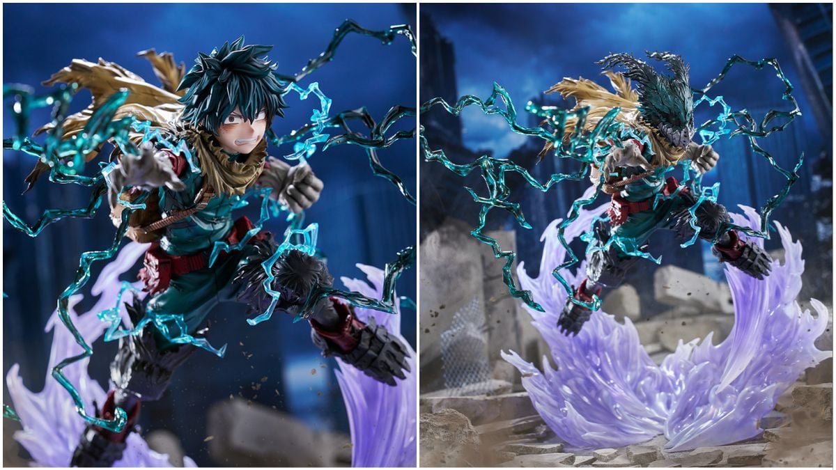 Side by side images of a Dark Deku figure from My Hero Academia.