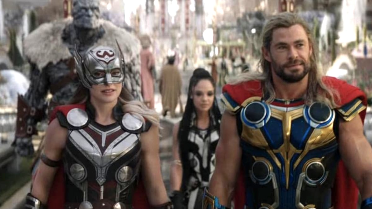 Korg, Jane Foster, Valkyrie, and Thor in Thor: Love and Thunder