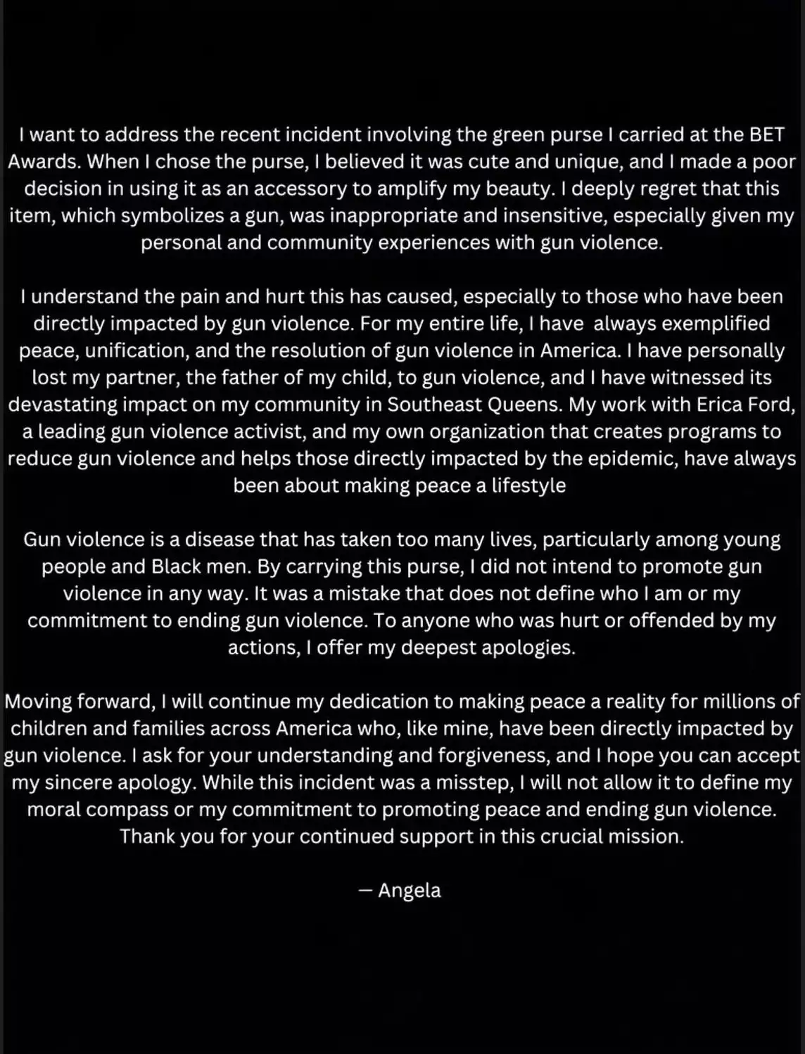 Angela Simmons apology
