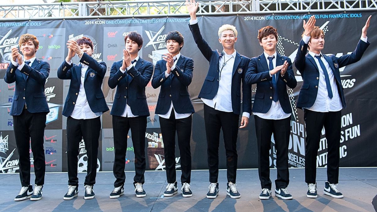 BTS attends KCON 2014 - Day 2 at the Los Angeles Memorial Sports Arena on August 10, 2014 in Los Angeles, California.