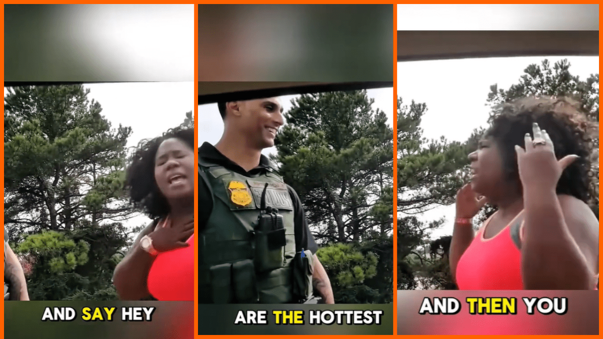Lady flirts with police officer tiktok video