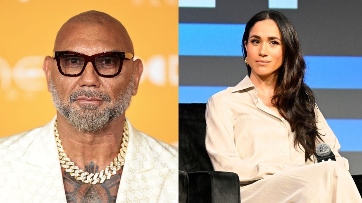 Dave Bautista attends the "Dune: Part Two" premiere at Lincoln Center on February 25, 2024 in New York City/Meghan, Duchess of Sussex speaks onstage during the Breaking Barriers, Shaping Narratives: How Women Lead On and Off the Screen panel during the 2024 SXSW Conference and Festival at Austin Convention Center on March 08, 2024 in Austin, Texas.