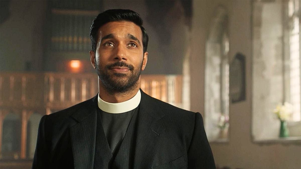Rishi Nair as Vicar Alphy Kotteram in season 9 of 'Grantchester'.