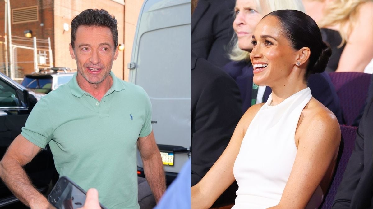 Hugh Jackman is seen on July 19, 2024 in New York City/ Meghan, Duchess of Sussex attends the 2024 ESPY Awards at Dolby Theatre on July 11, 2024 in Hollywood, California.