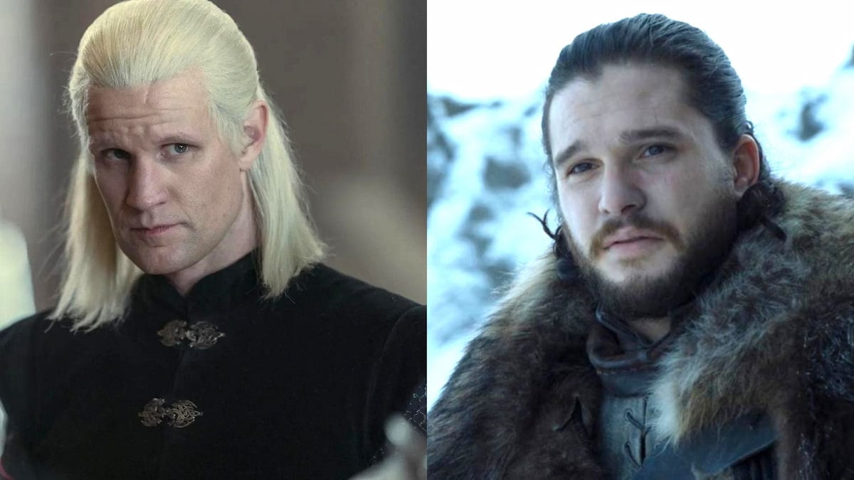 Daemon Targaryen and Jon Snow in HBO's House of the Dragon and Game of Thrones.