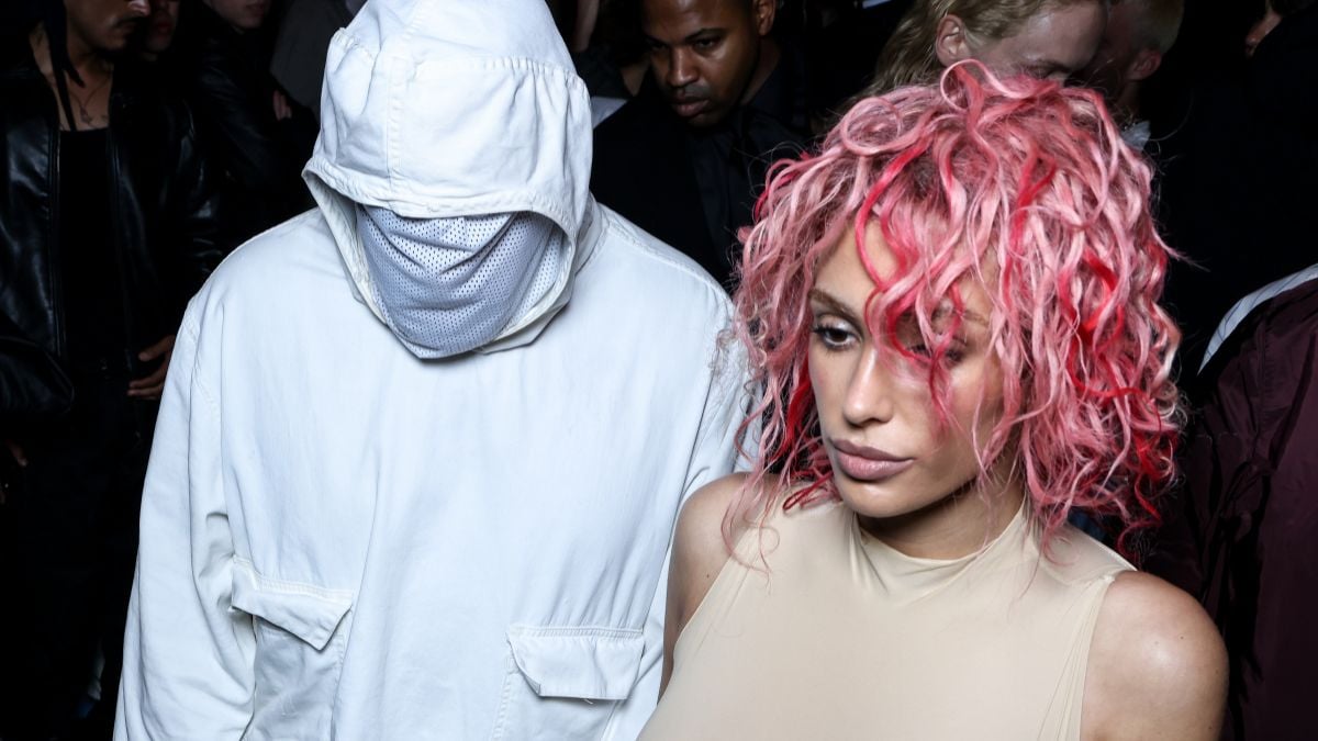 PARIS, FRANCE - JUNE 19: (EDITORIAL USE ONLY - For Non-Editorial use please seek approval from Fashion House) (L-R) Kanye West and Bianca Censori attend the Prototypes Menswear Spring/Summer 2025 show as part of Paris Fashion Week on June 19, 2024 in Paris, France. (Photo by Lyvans Boolaky/Getty Images)