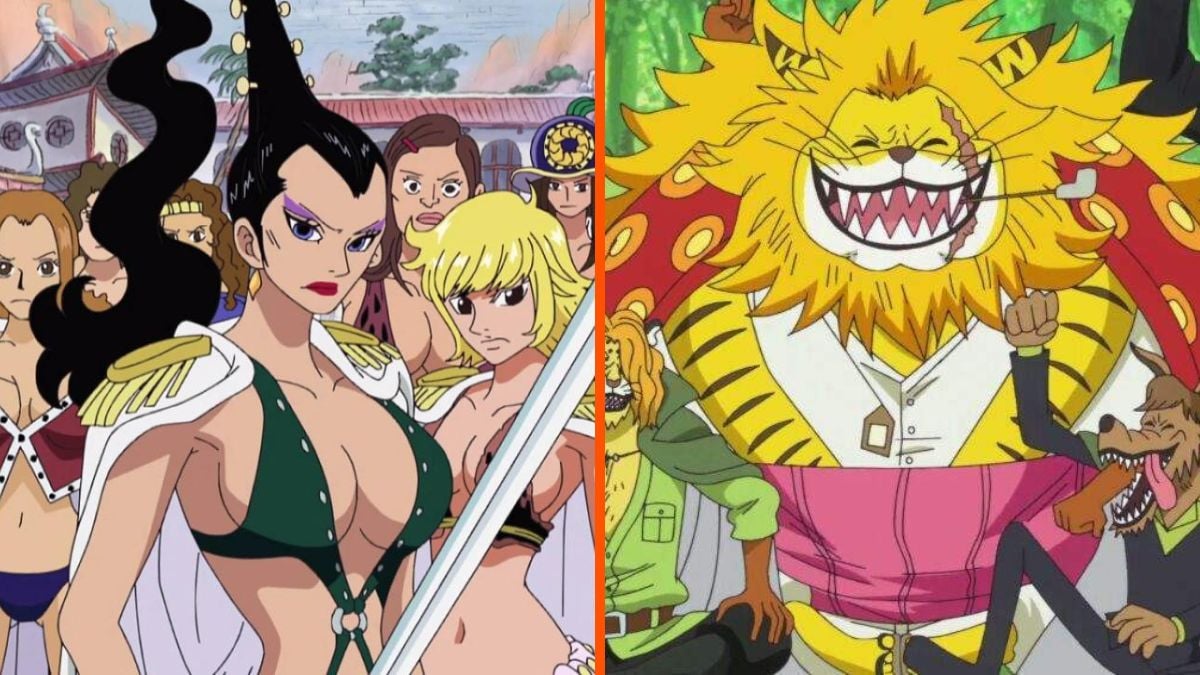 Images of the Kuja Tribe next to the Mink Tribe of One Piece