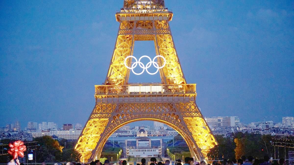 Olympic Rings Illuminated On Eiffel Tower Ahead Of Summer Olympics