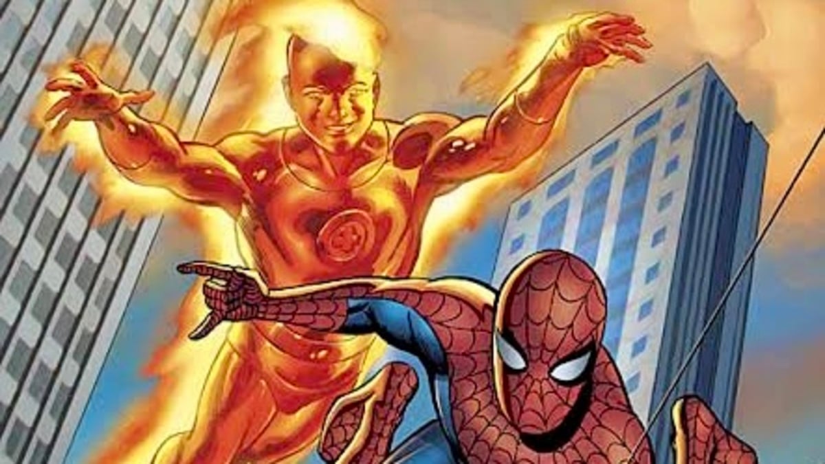 Peter Parker and Johnny Storm as Spider-Man and The Human Torch in Marvel Comics
