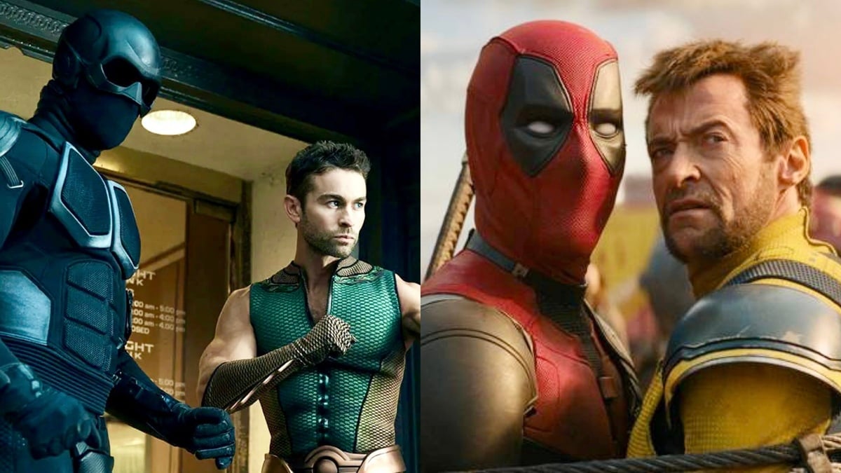 A split image of The Deep and Black Noir from 'The Boys,' and Deadpool and Wolverine from 'Deadpool & Wolverine'