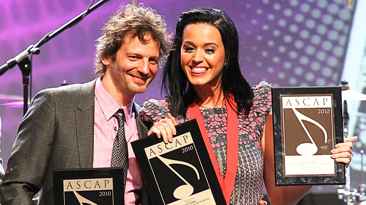 Lukasz "Dr. Luke" Gottwald and Katy Perry accept the ASCAP Award at the 27th Annual ASCAP Pop Music Awards Show at Renaissance Hollywood Hotel on April 21, 2010 in Hollywood, California.