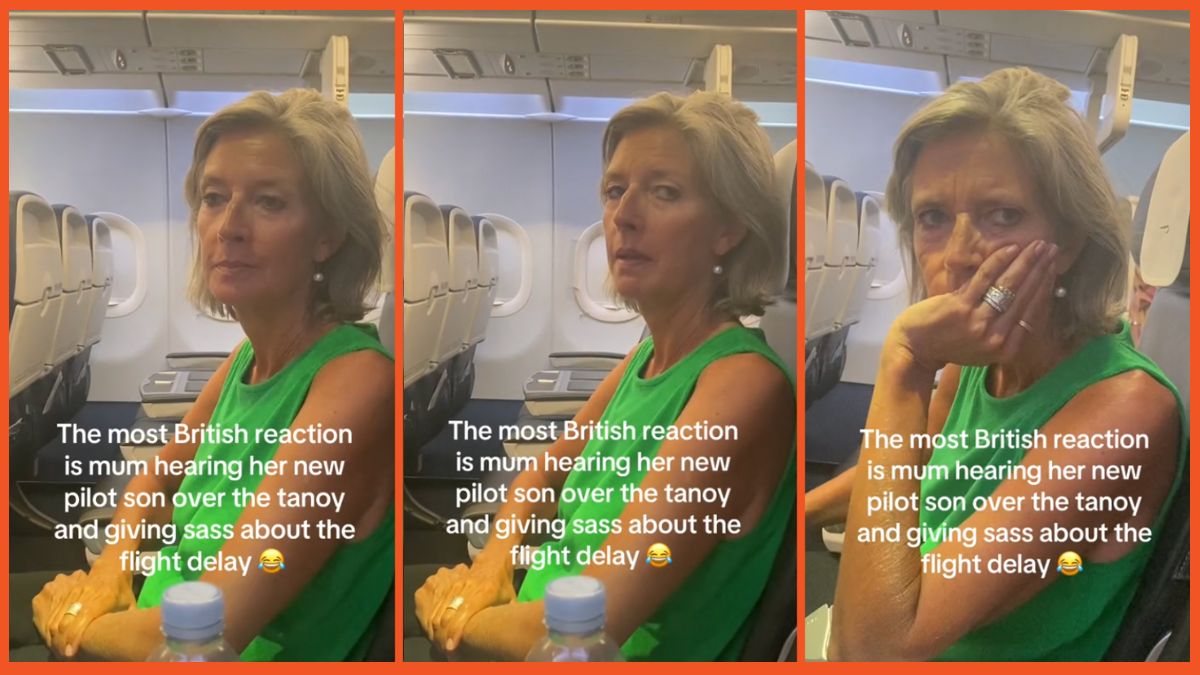 Screenshots of a woman sitting on a plane