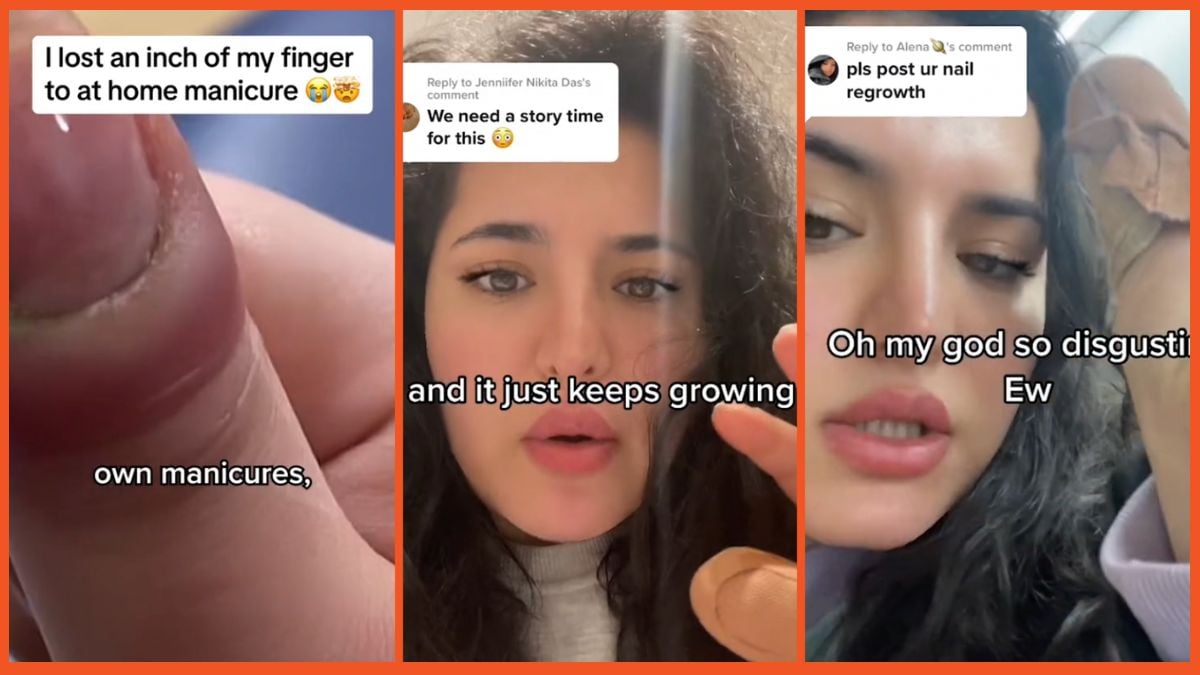 A woman talking about her nail on TikTok
