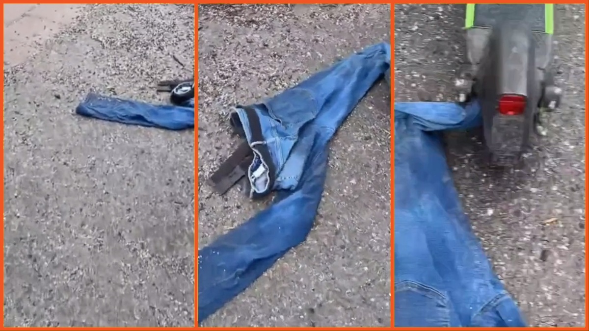 'A great battle was fought here': Passerby stumbles upon baffling mystery when they discover abandoned pants attached to a scooter