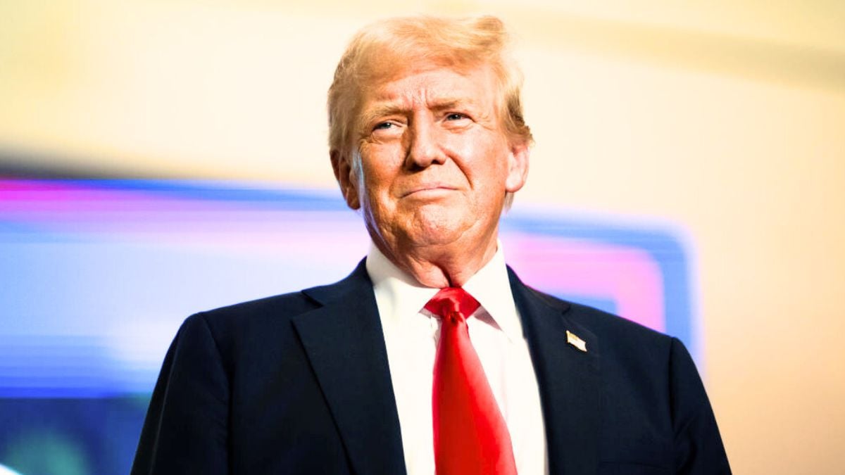 ST CLOUD, MINNESOTA - JULY 27: U.S. Republican Presidential nominee former President Donald Trump arrives to speak during a rally at Herb Brooks National Hockey Center on July 27, 2024 in St Cloud, Minnesota. Trump hopes to flip the state of Minnesota this November, which hasn't been carried by a Republican in a presidential election since 1972. (Photo by Stephen Maturen/Getty Images)