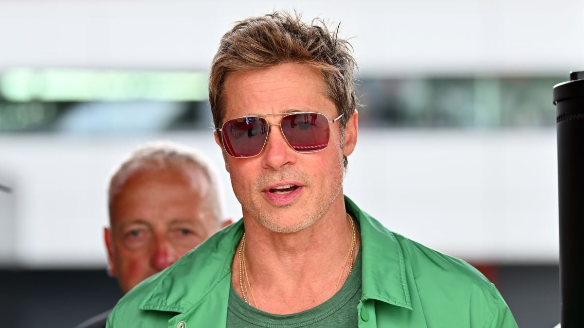 Brad Pitt, star of the upcoming Formula One based movie, Apex, walks in the Paddock after qualifying ahead of the F1 Grand Prix of Great Britain at Silverstone Circuit on July 08, 2023 in Northampton, England. (Photo by Dan Mullan/Getty Images)