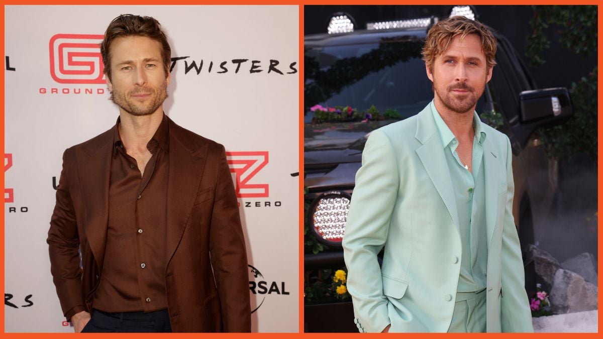 Glen Powell attends the Twisters Oklahoma City special screening and Ryan Gosling attends the Los Angeles premiere of Universal Pictures The Fall Guy