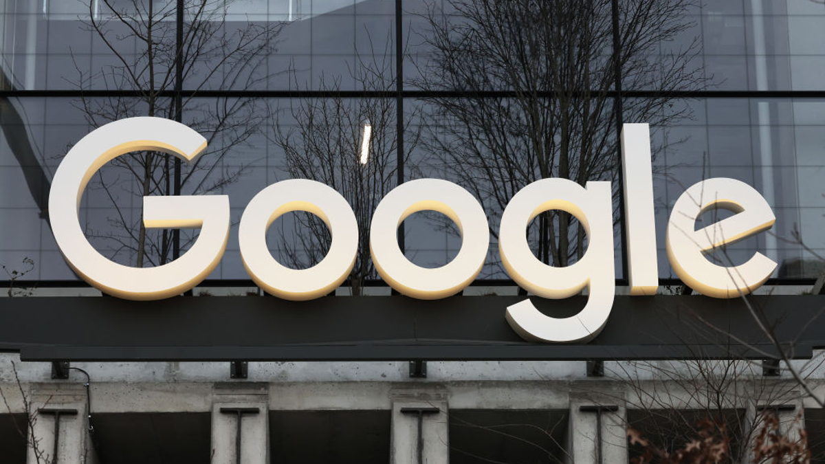 The exterior of the new headquarters of Google is seen at 550 Washington Street in Hudson Square on January 09, 2024 in New York City. Designed by COOKFOX Architects, the 1.3-million-square-foot project involved the restoration and expansion of the St. John’s Terminal building along the Hudson River waterfront. 