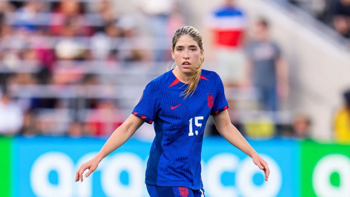 SAN DIEGO, CA - MARCH 10: Korbin Albert #15 of the United States looks to the ball during the 2024 Concacaf W Gold Cup Final between Brazil and the United States at Snapdragon Stadium on March 10, 2024 in San Diego, California. (Photo by Brad Smith/ISI Photos/USSF/Getty Images for USSF)