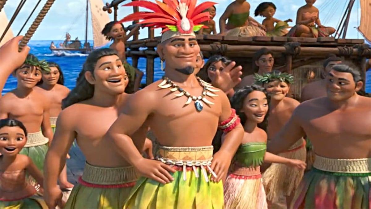 Matai Vasa con los aldeanos en 'Moana'