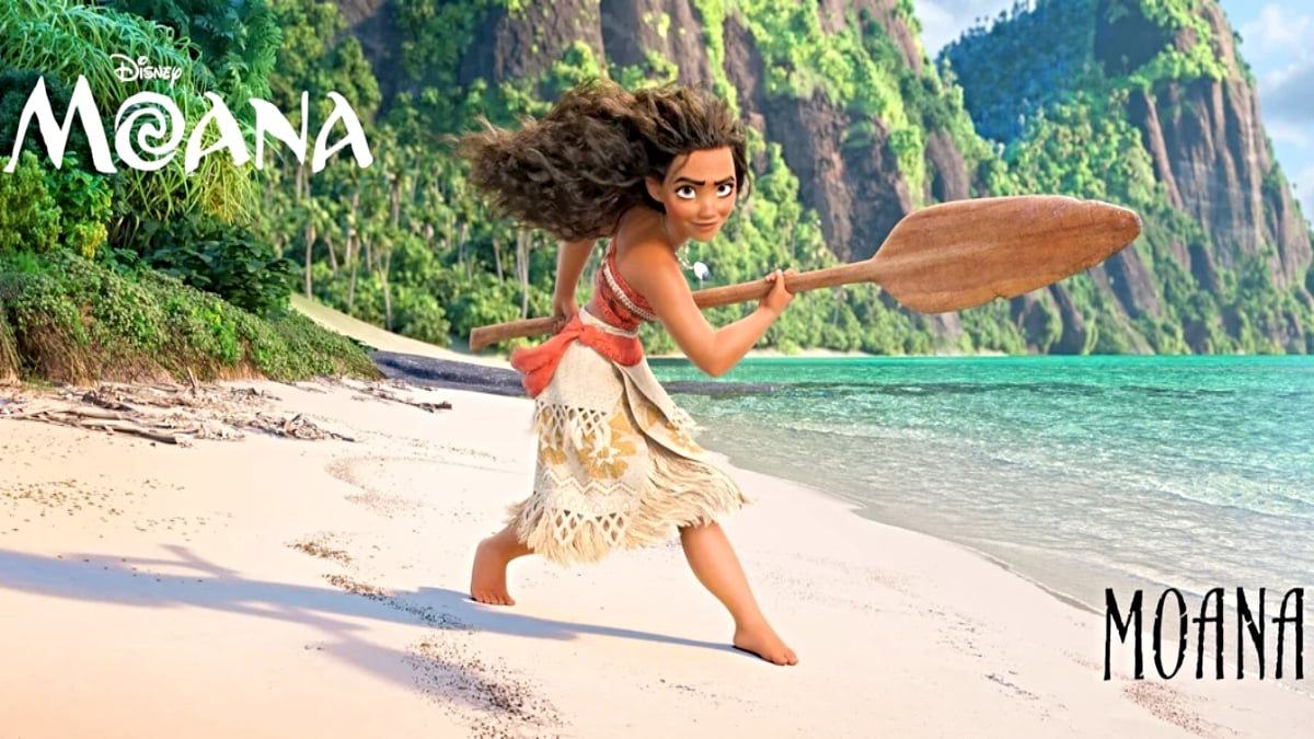 Moana standing on a beach