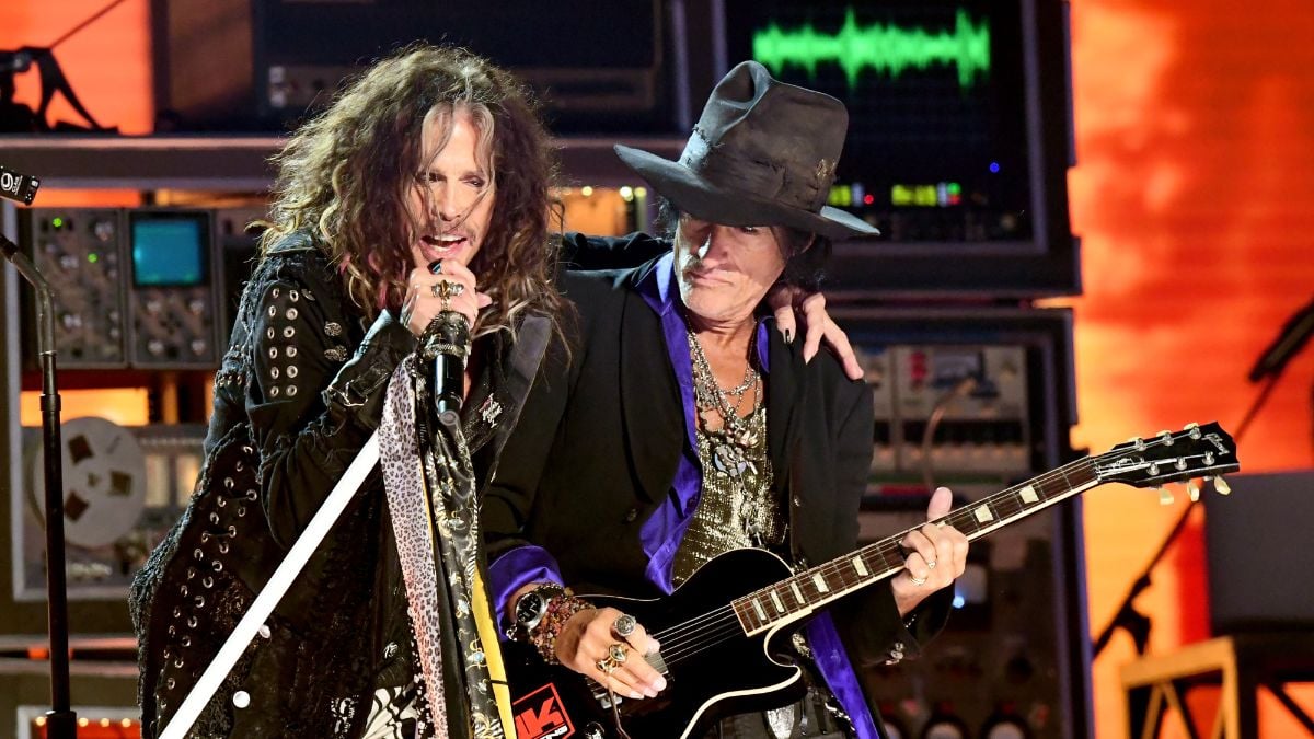 LOS ANGELES, CALIFORNIA - JANUARY 26: (L-R) Steven Tyler and Joe Perry of Aerosmith perform onstage during the 62nd Annual GRAMMY Awards at Staples Center on January 26, 2020 in Los Angeles, California. (Photo by Jeff Kravitz/FilmMagic)