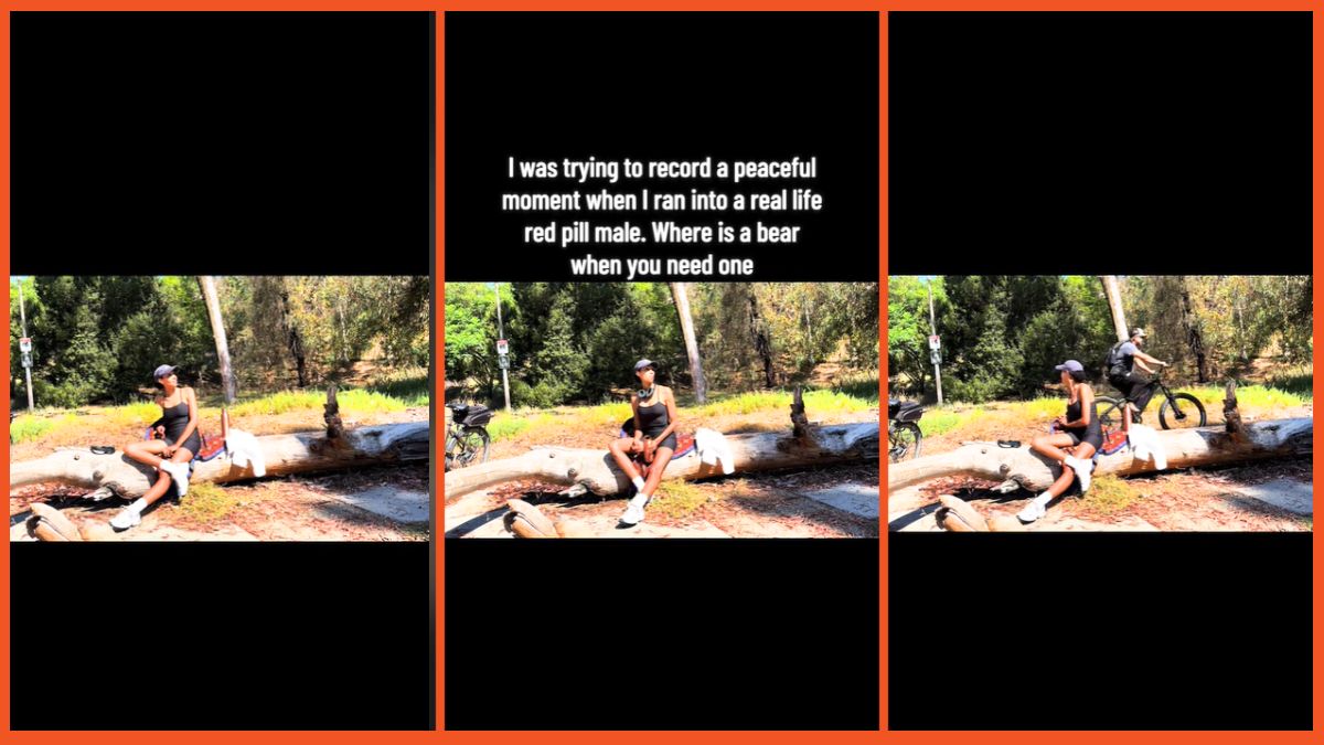 ‘That was dangerous’: Guy proves the ‘man vs. bear’ debate once and for all by creeping up on woman when she’s alone in the woods