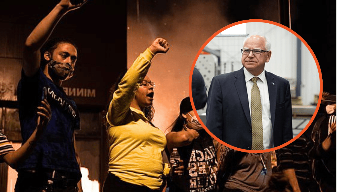 Tim Walz Minneapolis Back social justice protestors in 2020