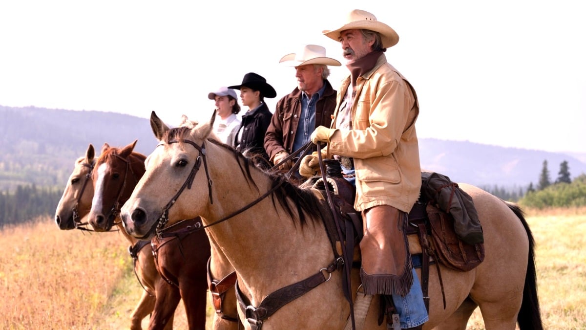 Characters from Heartland riding horses