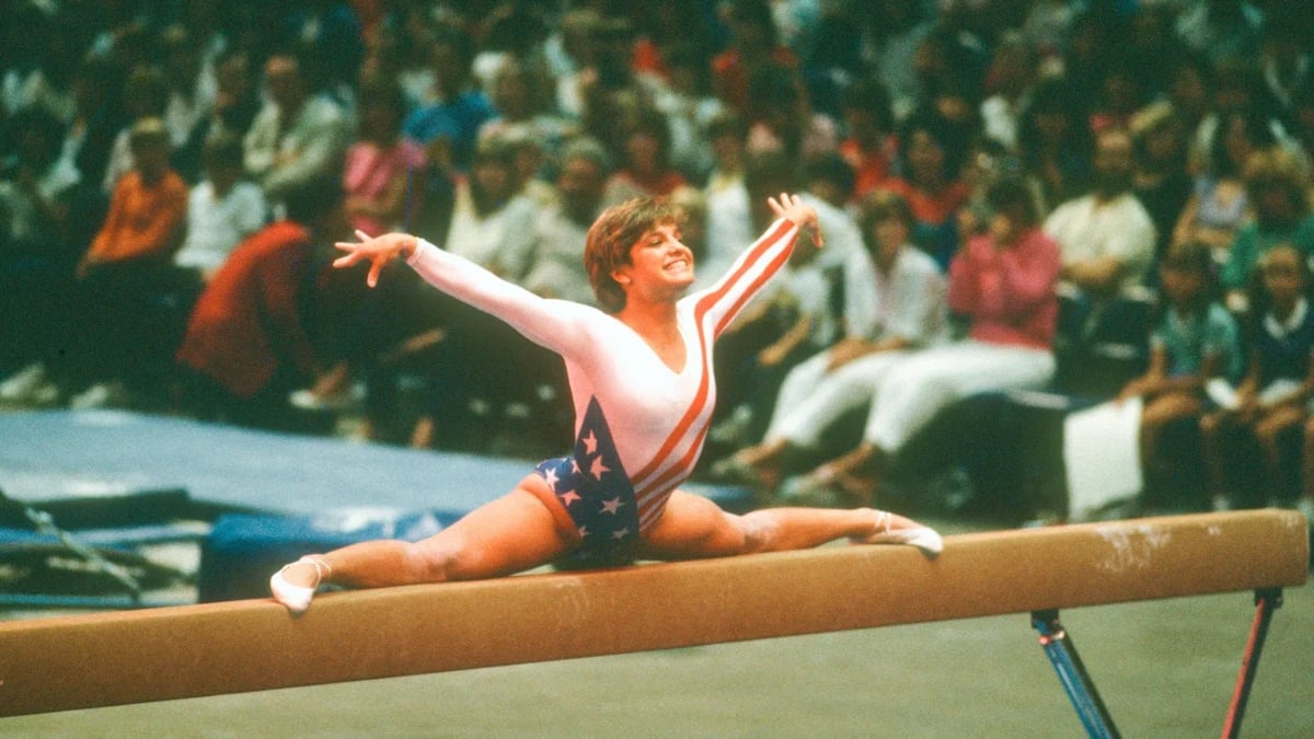 Mary Lou Retton competing at the Olympics