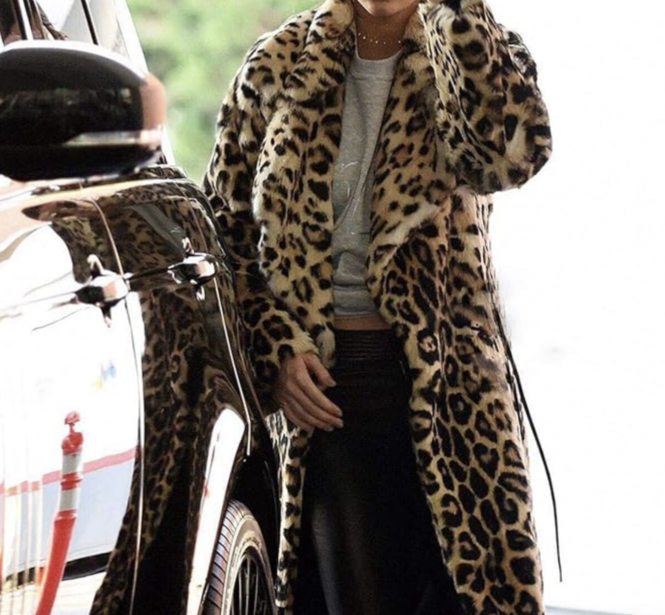 DJBM Leopard Print Faux Fur Coat 