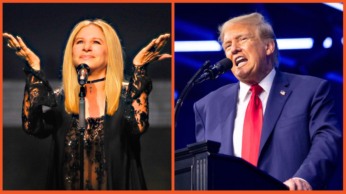 Barbra Streisand performs onstage during the Barbra - The Music... The Mem'ries... The Magic Tour and Donald Trump gives the keynote address at Turning Point Action's 'The People's Convention'