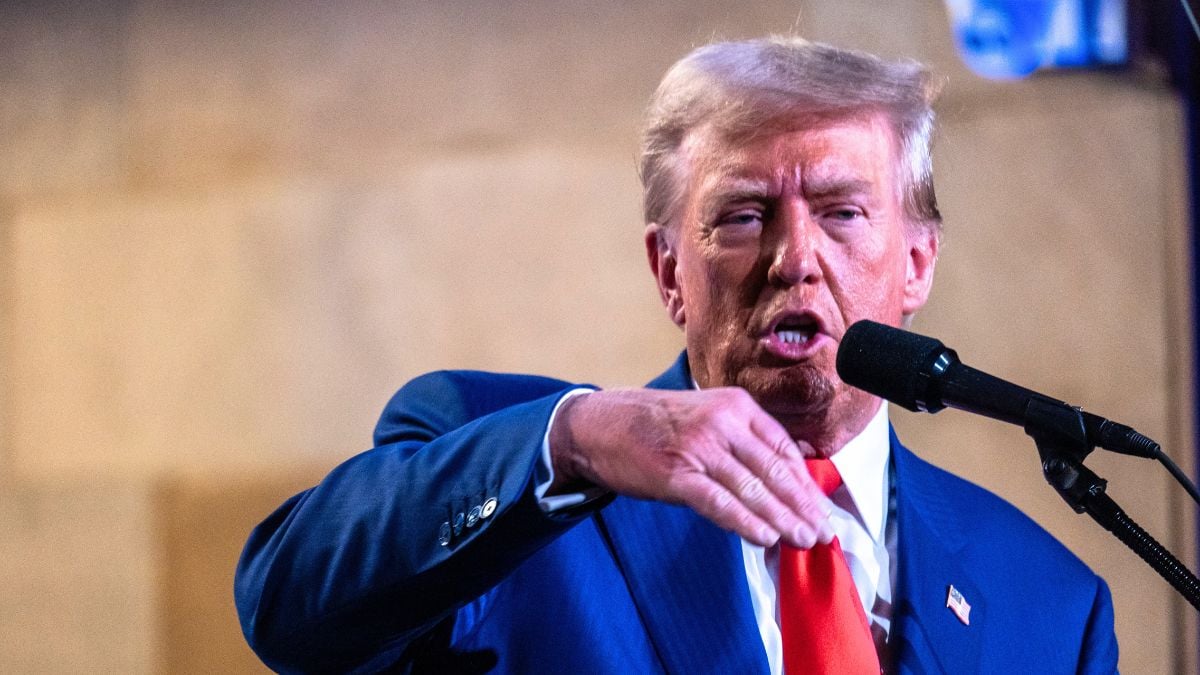 Republican presidential nominee, former U.S. President Donald Trump addresses the Economic Club of New York on September 5, 2024, in New York City. Vice President Kamala Harris and Trump are set to debate each other next week for the first time after their campaigns. (Photo by Spencer Platt/Getty Images)