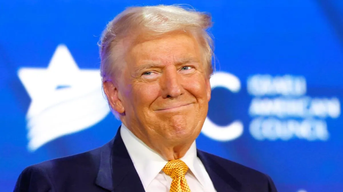 Republican presidential nominee former U.S. President Donald Trump speaks at the Israeli American Council National Summit at the Washington Hilton on September 19, 2024 in Washington, DC. Trump addressed the pro-Israel conference, stating that if he is not elected president Israel will be “eradicated” within two years.