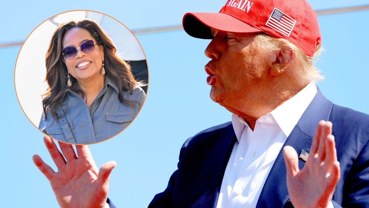 Former U.S. President Donald Trump speaks at a rally at the Aero Center Wilmington on September 21, 2024 in Wilmington, North Carolina. Trump is returning to Wilmington, North Carolina after his previous scheduled rally in April was canceled because of a thunderstorm. Oprah Winfrey is seen on September 17, 2024 in Los Angeles, California.