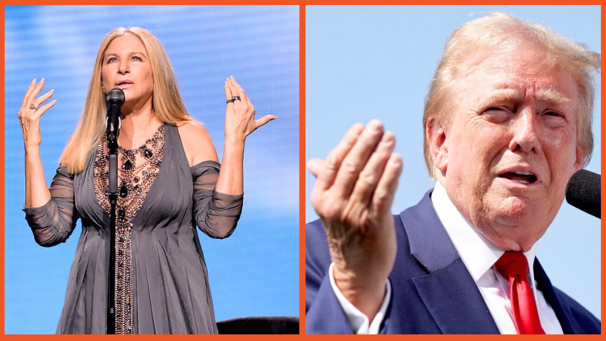 Barbra Streisand performs onstage during the tour opener for "Barbra - The Music... The Mem'ries... The Magic!" at Staples Center on August 2, 2016 in Los Angeles, California. Republican presidential nominee, former U.S. President Donald Trump speaks at a press conference at Trump National Golf Club Los Angeles on September 13, 2024 in Rancho Palos Verdes, California. Trump delivered remarks and answered questions from reporters at the event a day after announcing he will not take part in a second debate with Democratic presidential nominee, U.S. Vice President Kamala Harris.