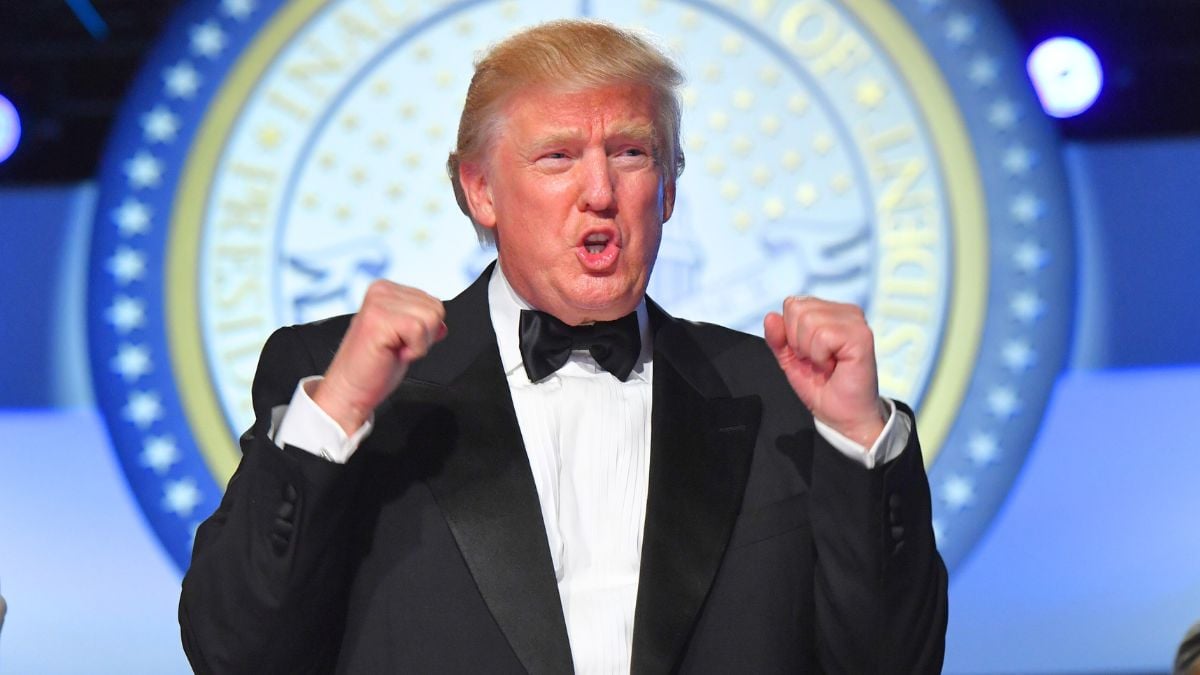 President Donald Trump and First Lady Melania Trump dance at the Freedom Ball on January 20, 2017 in Washington, D.C. Trump will attend a series of balls to cap his Inauguration day.