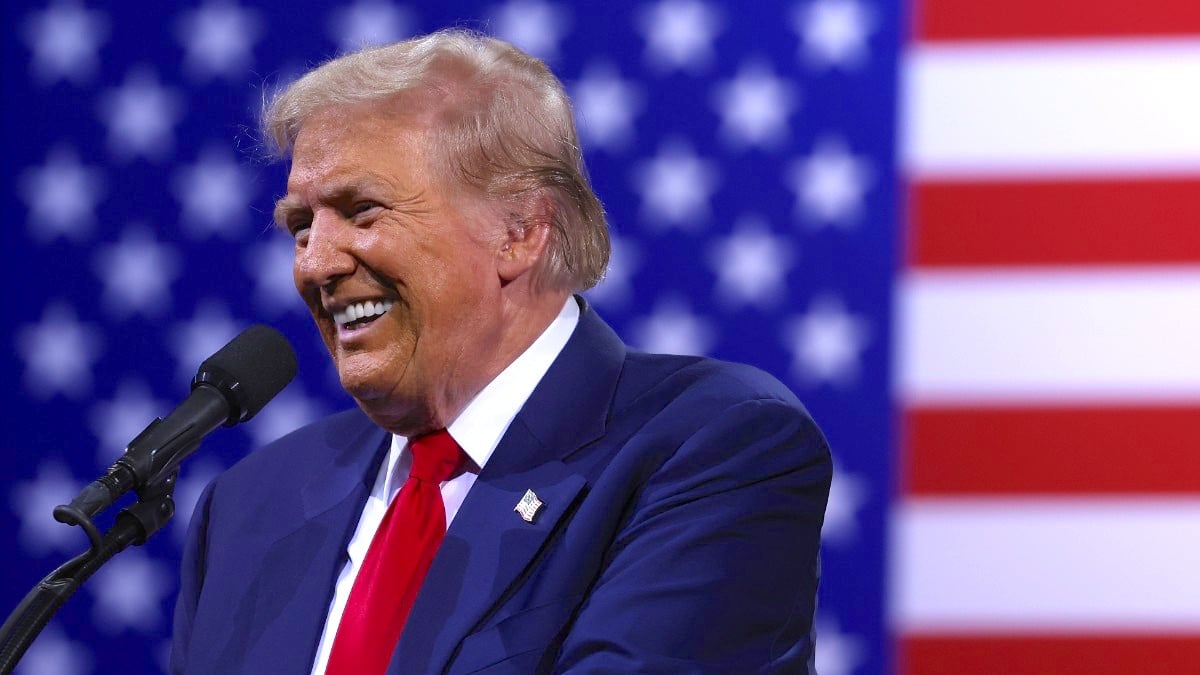 Donald Trump, speaks during a campaign event at the Linda Ronstadt Music Hall