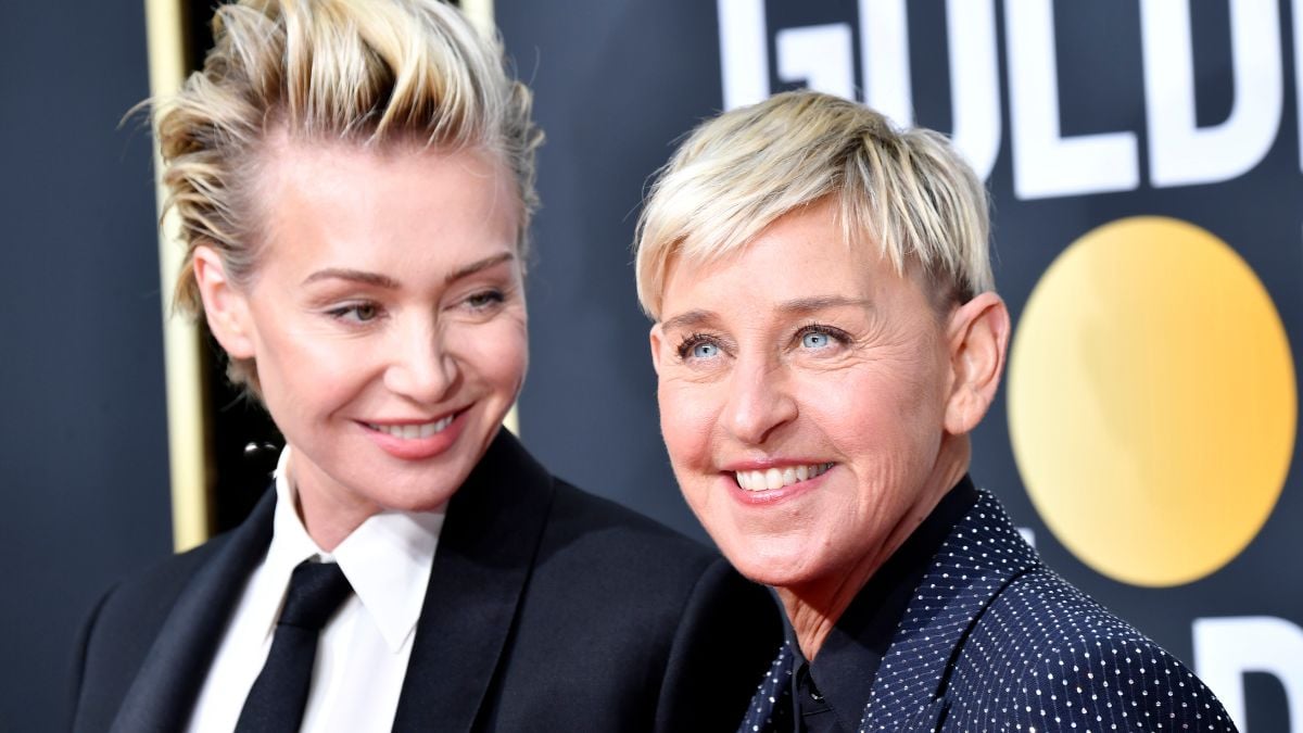 BEVERLY HILLS, CALIFORNIA - JANUARY 05: (L-R) Portia de Rossi and Ellen DeGeneres attends the 77th Annual Golden Globe Awards at The Beverly Hilton Hotel on January 05, 2020 in Beverly Hills, California. (Photo by Frazer Harrison/Getty Images)