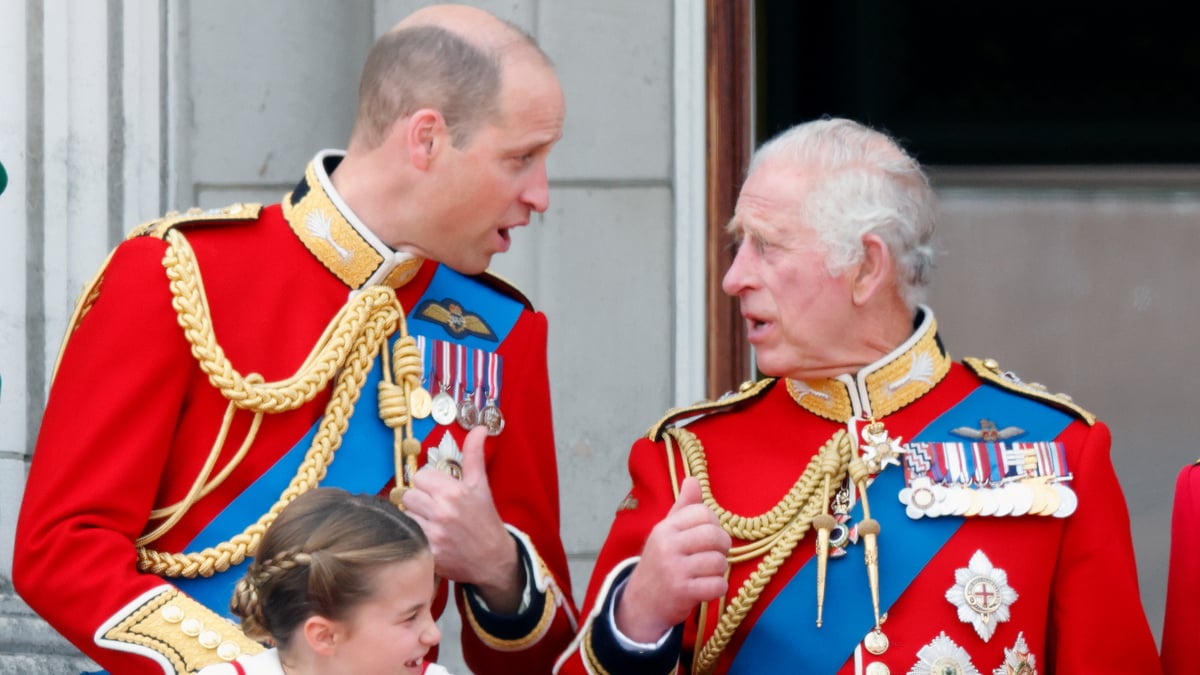 Prince William, Prince of Wales (Colonel of the Welsh Guards), Princess Charlotte of Wales and King Charles III (wearing his Welsh Guards uniform) watch an RAF flypast from the balcony of Buckingham Palace during Trooping the Colour on June 17, 2023 in London, England. Trooping the Colour is a traditional military parade held at Horse Guards Parade to mark the British Sovereign's official birthday. It will be the first Trooping the Colour held for King Charles III since he ascended to the throne.