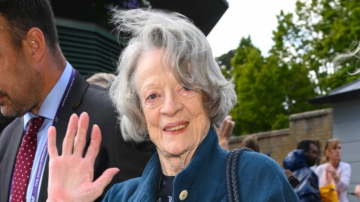 LONDON, ENGLAND - JULY 15: Dame Maggie Smith attends day thirteen of the Wimbledon Tennis Championships at All England Lawn Tennis and Croquet Club on July 15, 2023 in London, England.