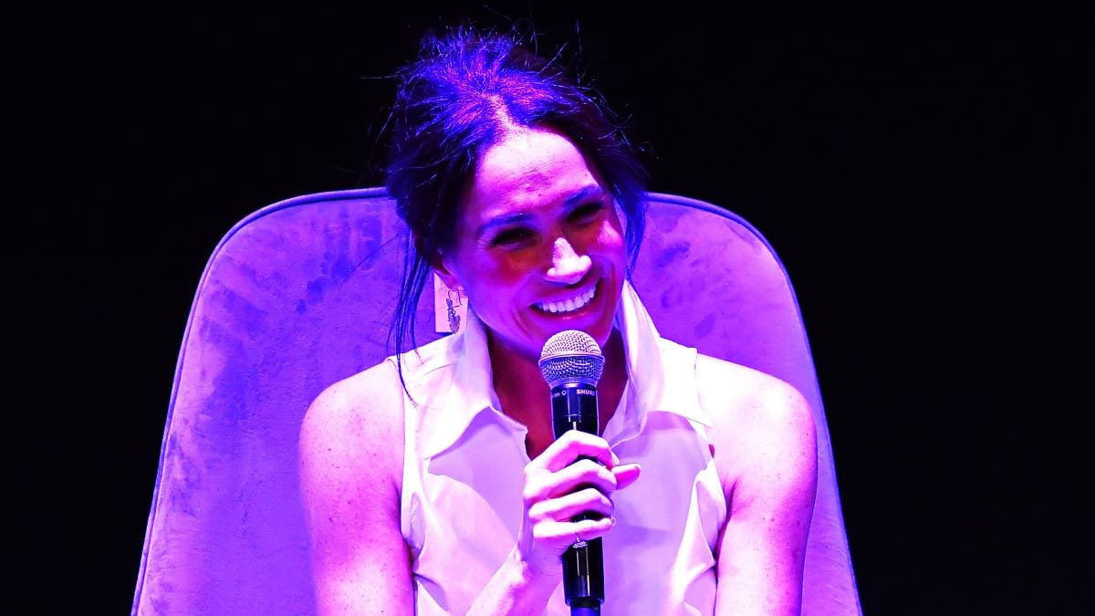 Meghan, Duchess of Sussex speaks during her participation in the Afro Women and Power Forum at the Municipal Theater of Cali during a visit around Colombia on August 18, 2024 in Cali, Colombia. (Photo by Gabriel Aponte/Getty Images)